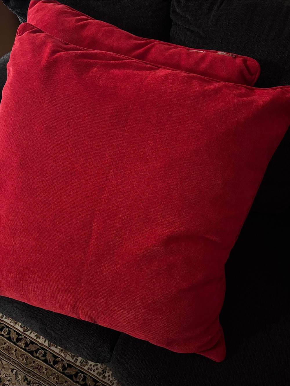 red throw pillows featuring a textured, woven chenille fabric, soft 24 inch